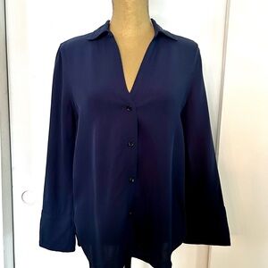 Navy Women's Button-Up Top